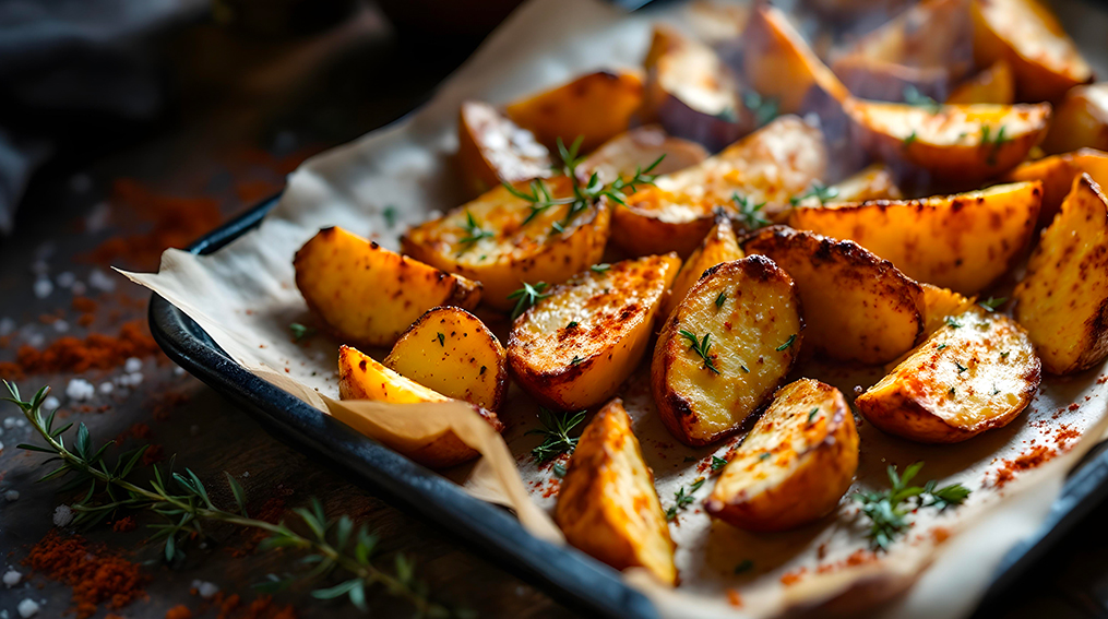 Patate arrosto con timo e paprikaVedi ricetta.